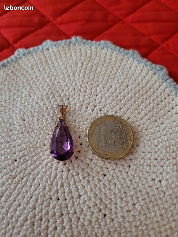 Pendentif Ancien Ange Améthyste N347 – Bijou Vintage, Pierre Violette