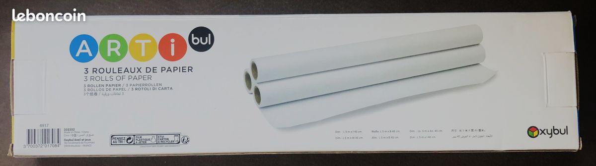 3 rouleaux de papier de 5 ml adaptables à tous les tableaux neufs - Oxybul (image 1)