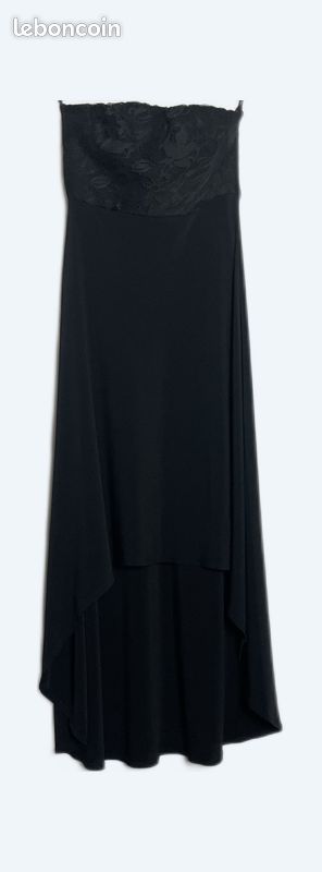 Robe longue fluide Morgan Haut bustier dentelle Bas asymétrique