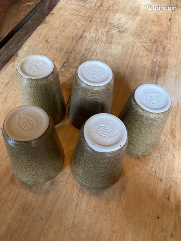 Lot de 5 verres en grès Digoin vintage – années 70/80 (image 4)