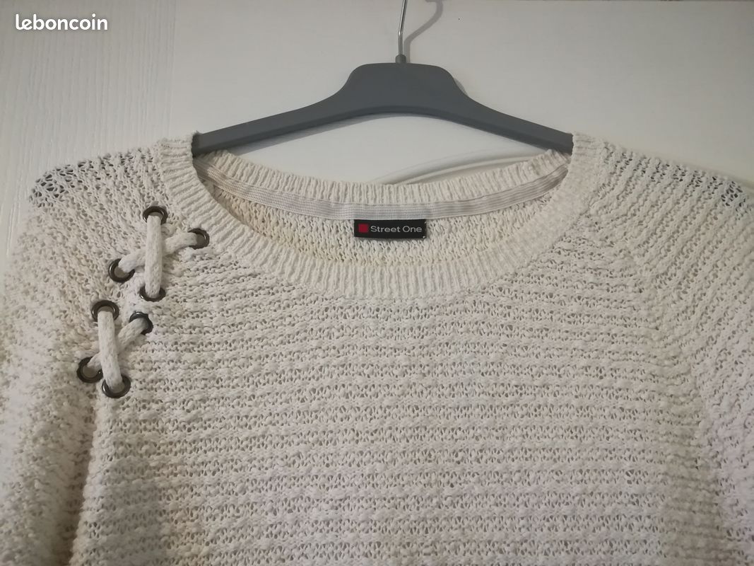 Pull blanc en coton T42 (image 7)