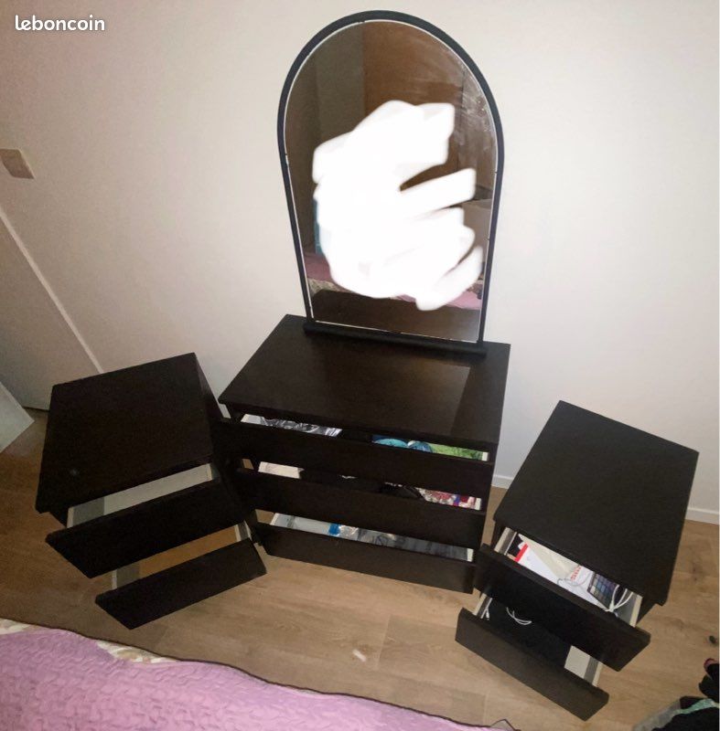 Commode + 2 tables de chevet et miroir (image 2)