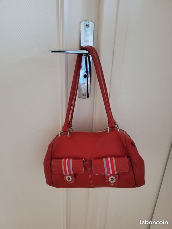 Petit sac à main rouge en cuir véritable uire Accessoires