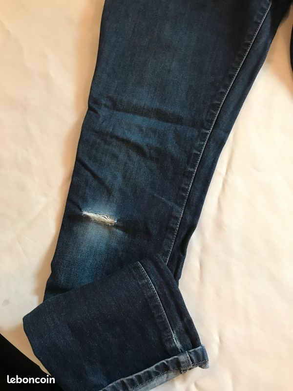 Pantalon jeans marine - C by Chevignon - t.38 - troué (image 9)