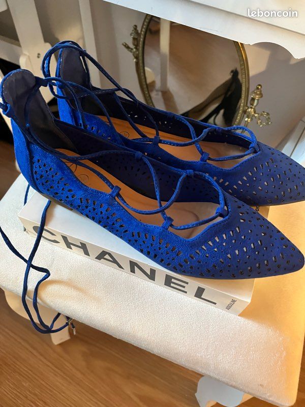 Ballerines LIBRA Shoes En Cuir Bleu Nuit – Taille 38.5 – OCCASION (très Bon état)
