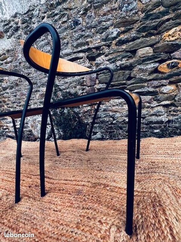 Paire de chaises bois et métal noir (image 16)