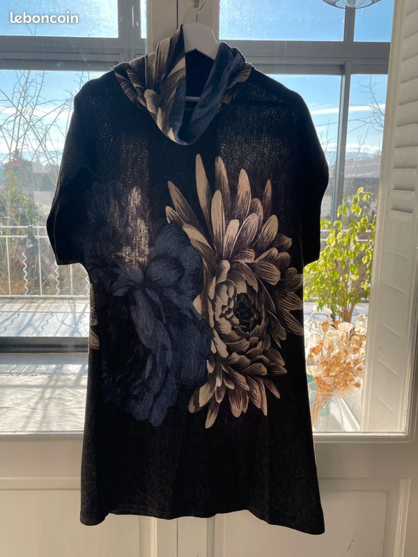Liquette (tunique) Jacqueline Riu Neuve - Taille 42/44 (44), Imprimée Noir - Style élégant Et Fluide