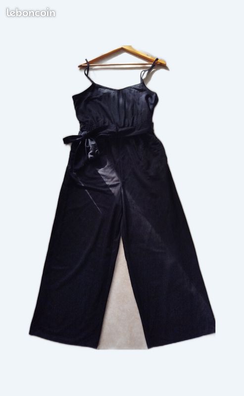 Combinaison noire pantalon bretelles fines Mango (image 1)