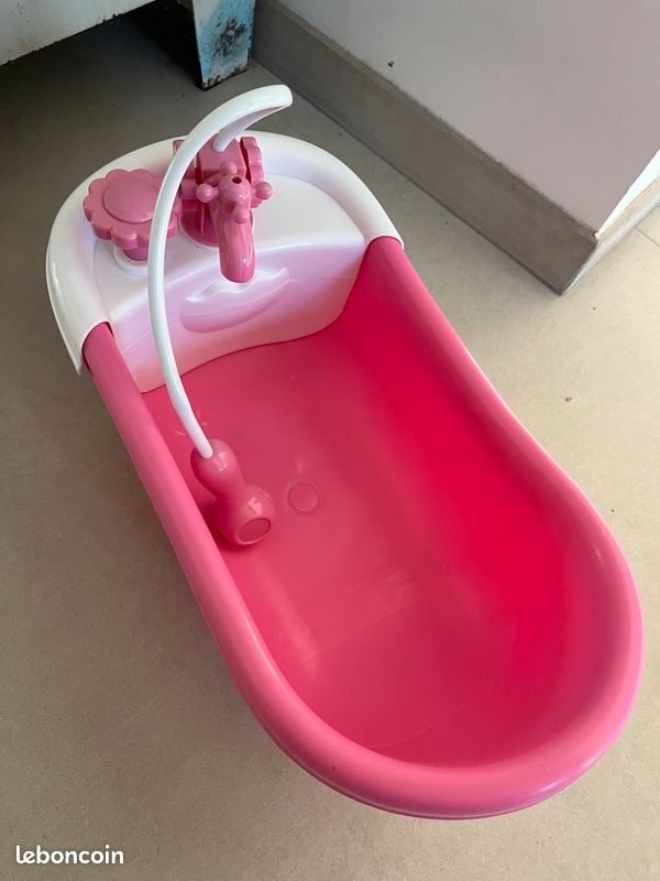 Baignoire électrique Rose Clair Pour Maison De Poupée 1/6 - Décoration Et Accessoire De Salle De Bain Pour Figurines De 30,5 Cm