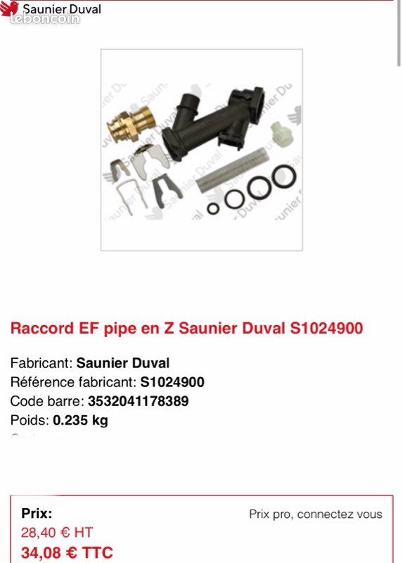 SAUNIER DUVAL - Raccord 5/8 Réf. 0020266488