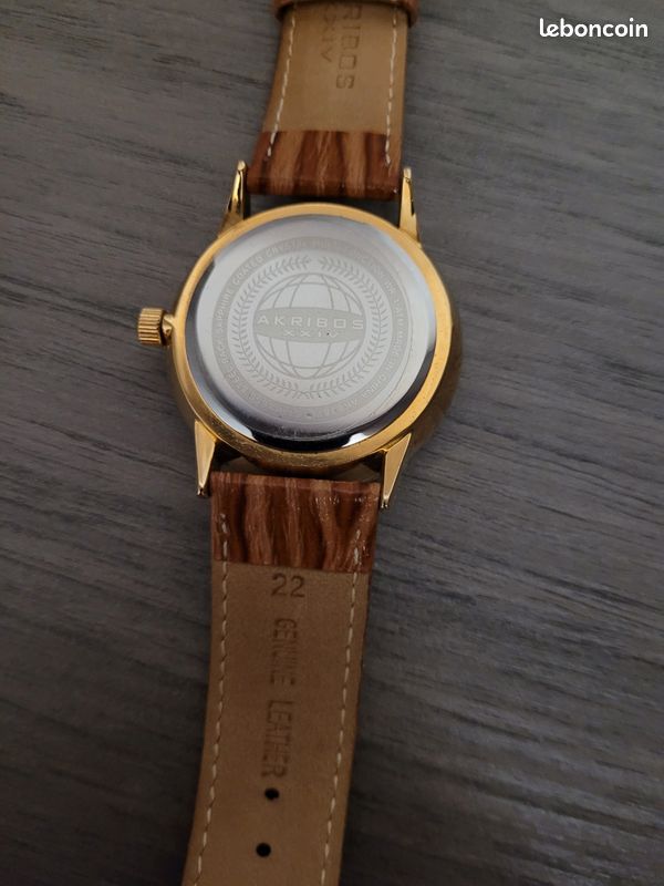 Montre Akribos24 or/marron, bracelet cuir (image 3)