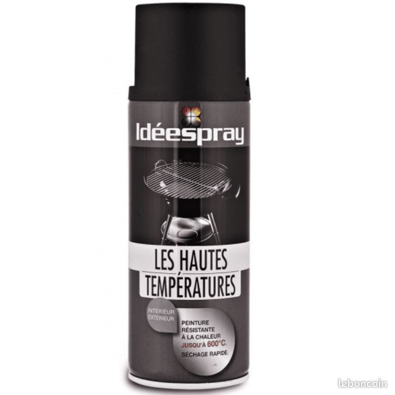 Lot De 2 Bombes De Peinture Haute Température Noire – 650°C – Aérosol APP