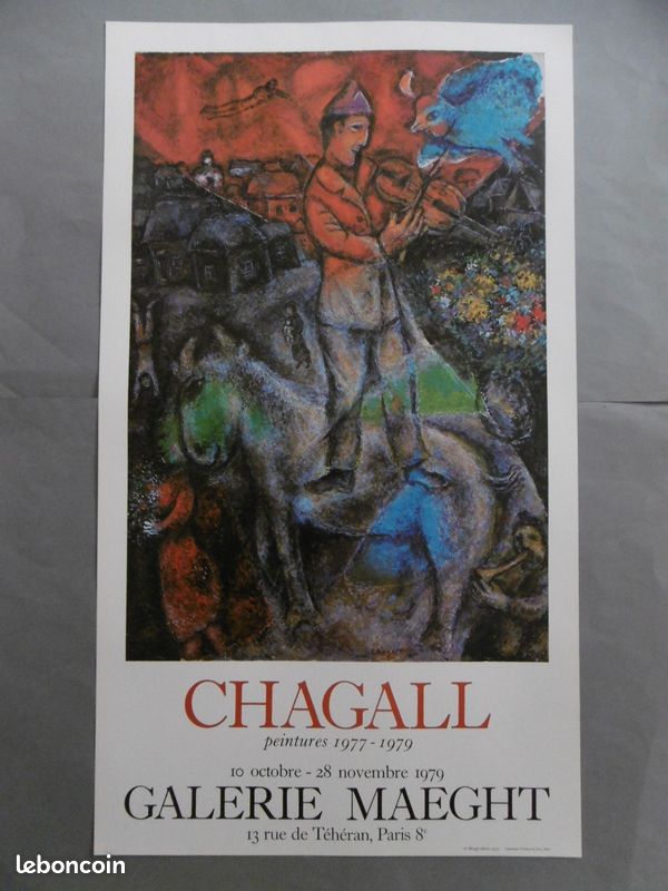 CHAGALL Marc AFFICHE ORIGINALE 1979 PEINTURES 1977-1979 Musicien violoniste musique art (image 1)