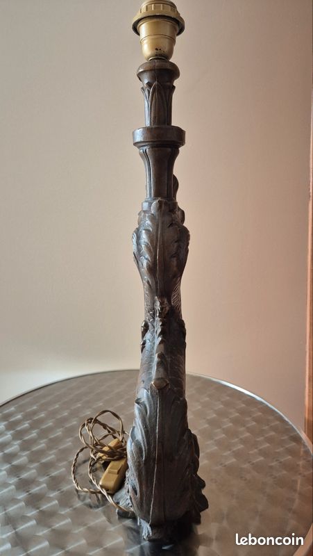 PIED DE LAMPE ZOOMORPHE " DAUPHIN " EN FONTE début XXe - 55 cm (image 3)