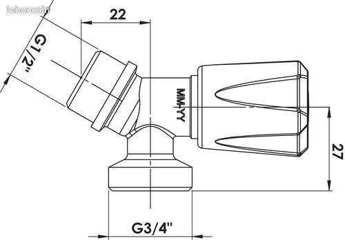 Robinet machine à laver M1/2''(15/21) sortie M3/4''(20/27) (image 3)