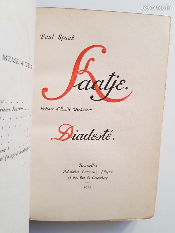 Kaatje. Diadesté - Paul Spaak - Edition de 1921 (image 1)