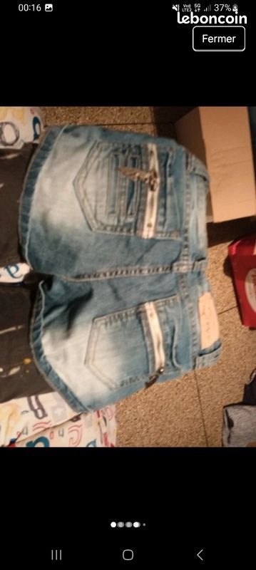 Short Bermuda Jennyfer Taille 32 (12 Ans) - Jean Multicolore - Comme Neuf - 100% Coton