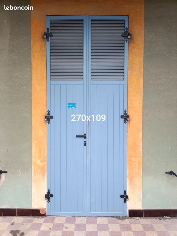 Volets en Aluminium pour porte-fenêtre - avec persiennes (image 1)