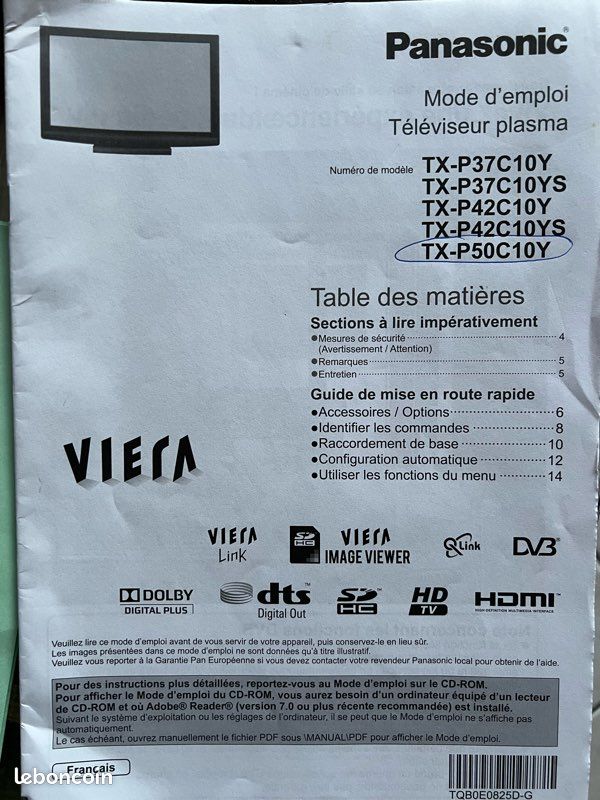 TV plasma Panasonic TX-P50C10Y (image 5)
