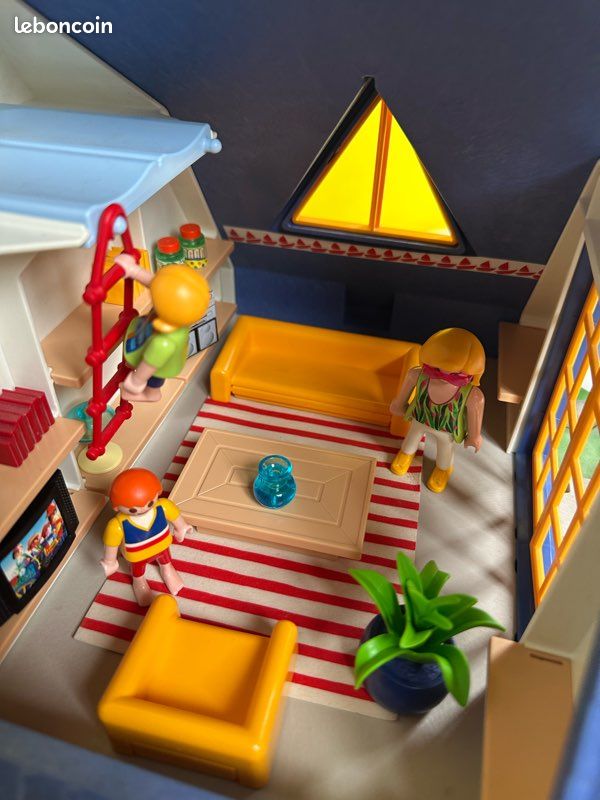 Playmobil 3230 Maison De Vacances Amenagee Jardin Enfants Famille Bbq