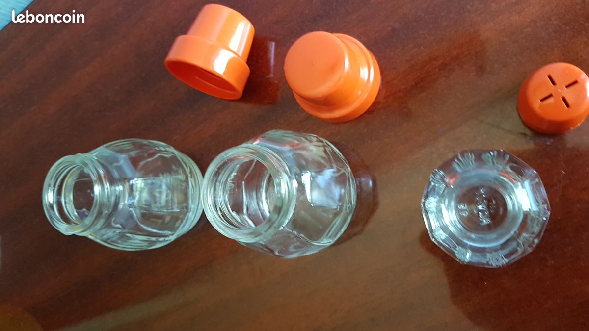 Petit Lot De Condiments Vintage Kayser Allemagne Des Années 70 - Pot à Moutarde + Sel + Poivre, Couleur Orange éclatant - état Impeccable !