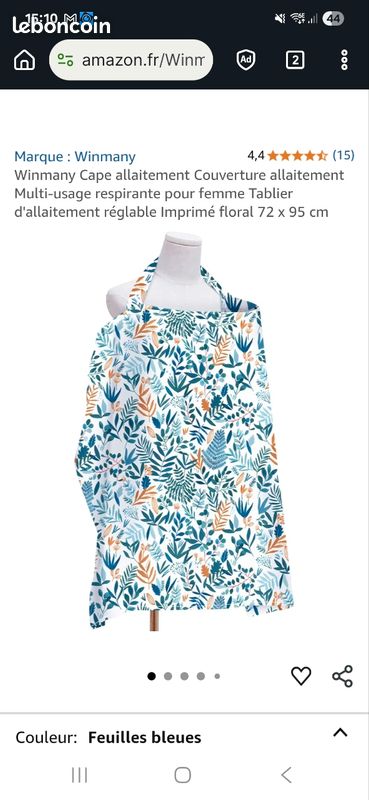 Cape D'allaitement Winmany - Couverture Multifonction Respirante Imprimé Floral 72x95 Cm - Tablier Réglable Pour Maman
