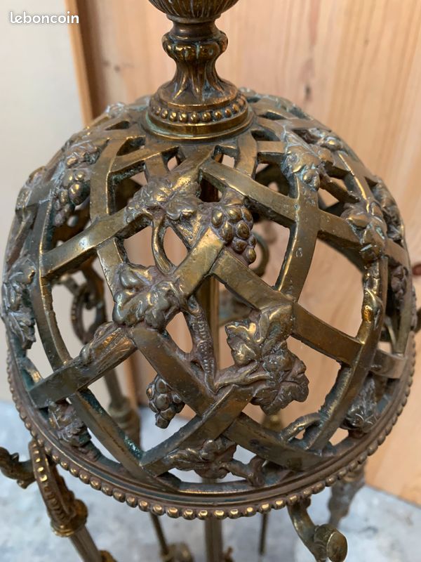 ANCIEN VALET SERVITEUR de Cheminée En Bronze brosse pelle pince