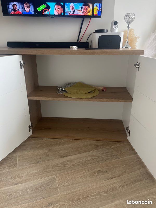 Buffet OTELLO 4 portes / 1 tiroir – 208 cm – Bicolore blanc/bois (image 3)