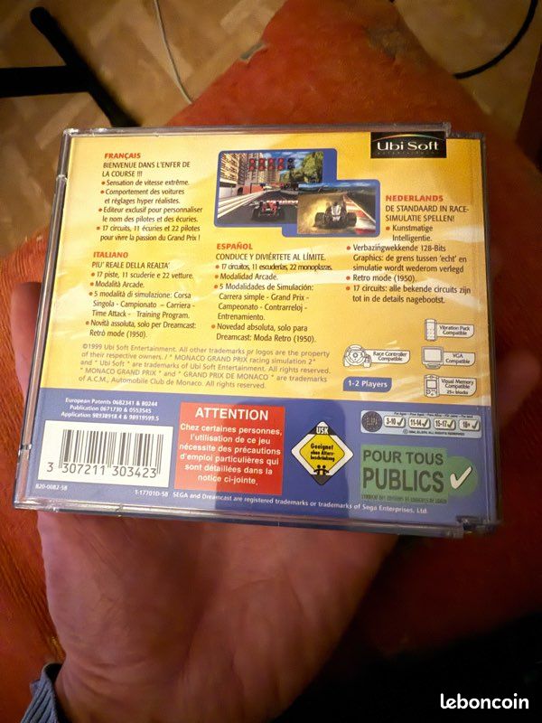 Jeu Sega Dreamcast : Monaco Grand Prix Racing Simulation 2 - Version Française Complète, En Très Bon état