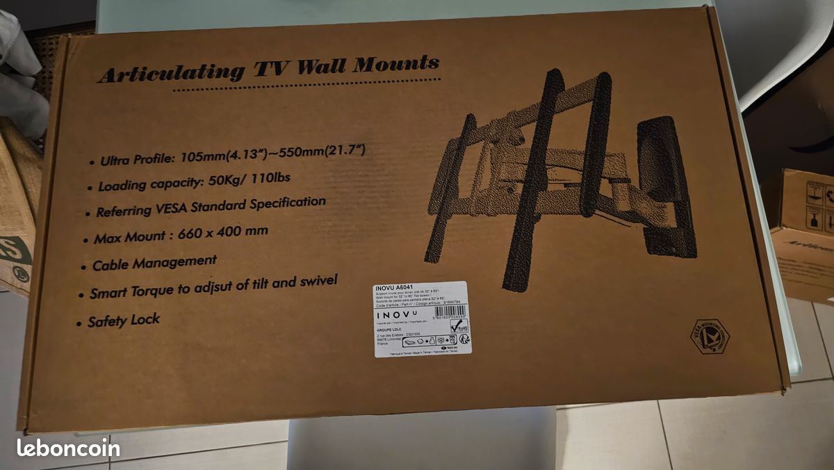 – INOVU A6041, Support mural pour écran plat de 32 à 65, Neuf, Garantie (image 3)
