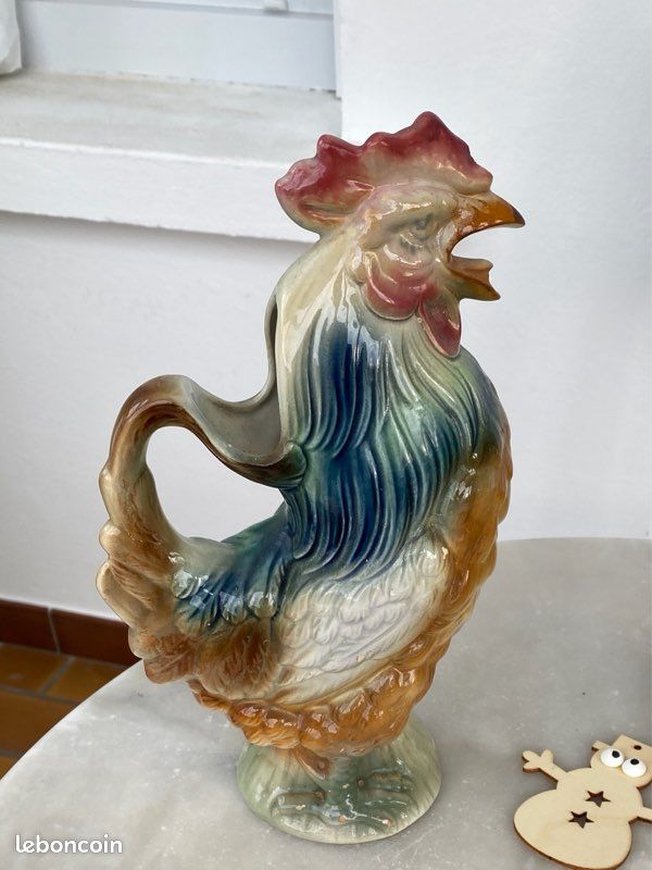 Pichet Coq Faïence Barbotine Saint Clément | Vessière Cristaux