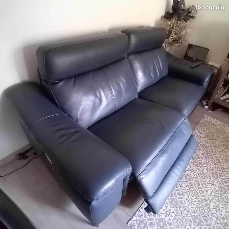 Canapé Cuir électrique bleu foncé à vendre (image 4)