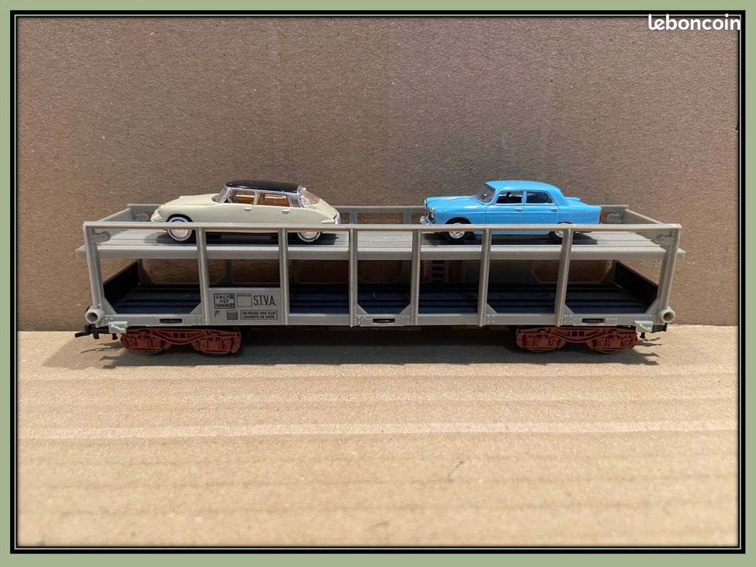 Wagon Porte Autos 2xDS - SNCF - JOUEF - HO - Réf 654 acec Attelages à élongation - Jeux & Jouets