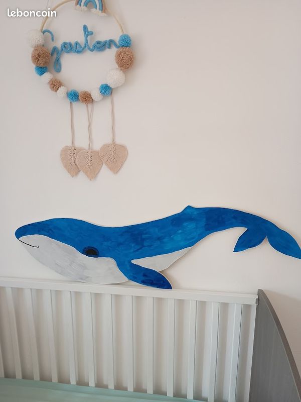 Décoration mural pour chambre d'enfants bébés - baleine - fait main (image 1)