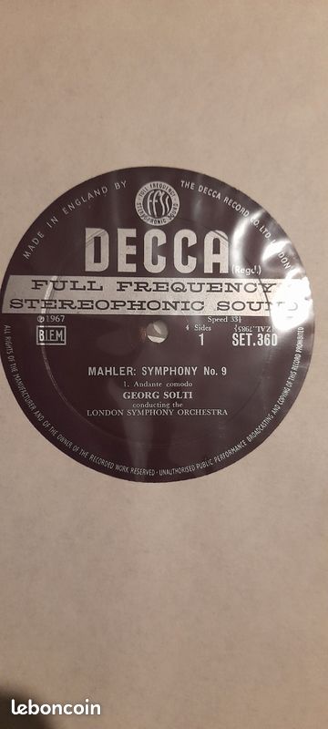 Coffret 2 Vinyles MAHLER Symphony No. 9 - Georg Solti / Decca SET 360 (image 3)