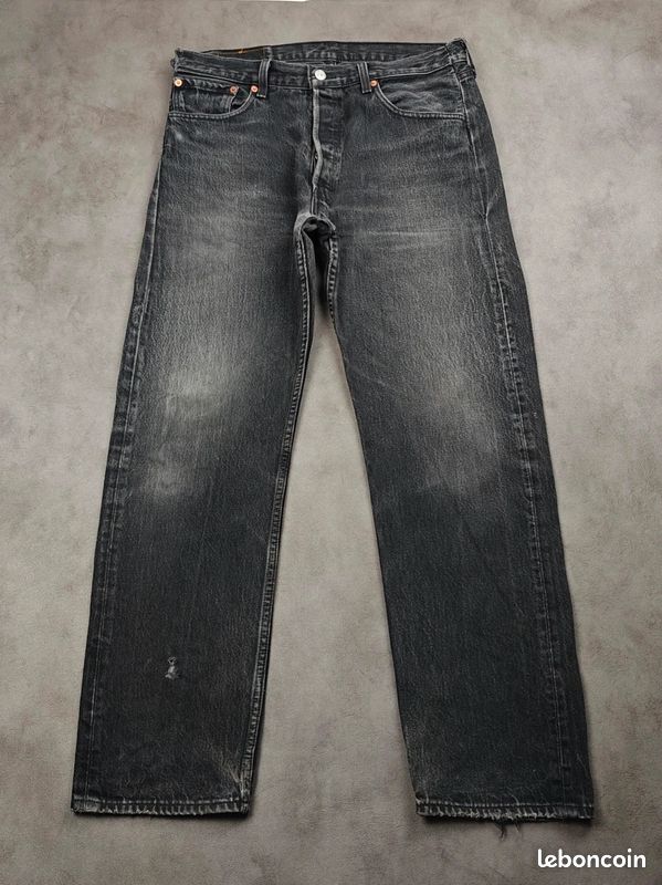 Jean vintage Levi's 501 Original |W34 L30 FR44| coupe droite straight 100% coton noir #H2428 (image 3)