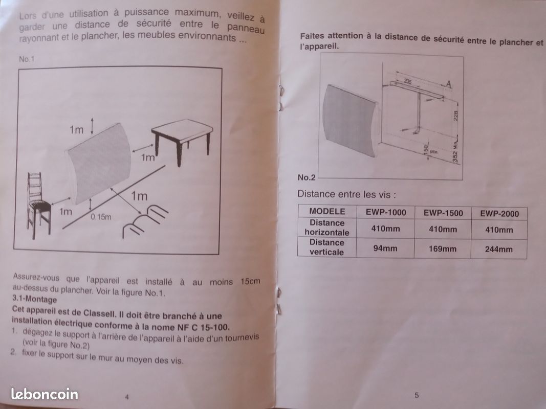 Chauffage électrique rayonnant 2kw (image 2)