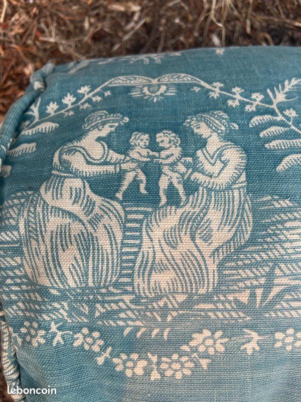 Couvre-lit Antique Espagnol En Satin Viscose Bleu - XIXe-XXe Siècle