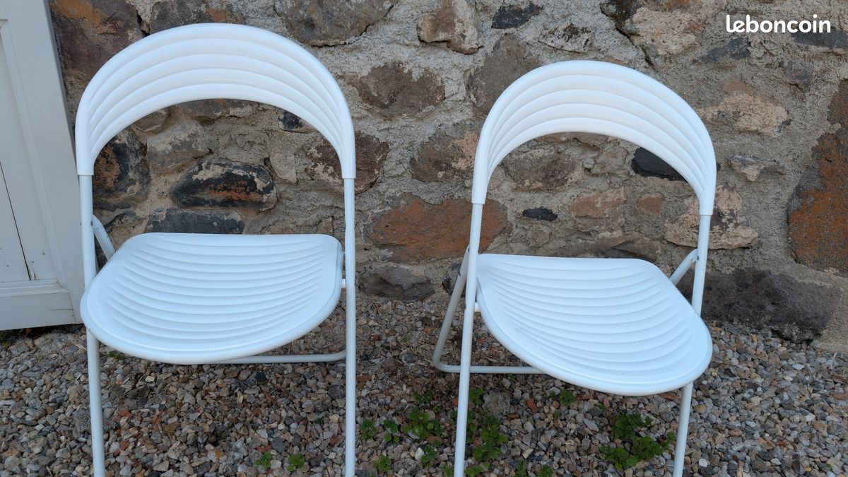 Paire de chaises de jardin pliantes vintage rétro 1970 - Style Space Age / Design Italien – plastique bon état (image 4)