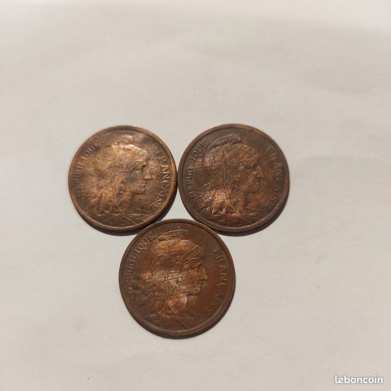 Lot pièces de monnaies 2 centimes 1911 , 1913 et 1914 Dupuis WW1 (image 2)