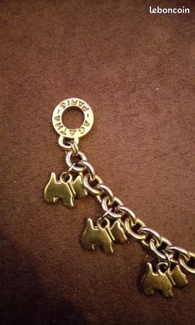 Bracelet à Breloques Agatha Paris Vintage Années 80 - Plaqué Or Avec Chien Scottie - 19-20cm