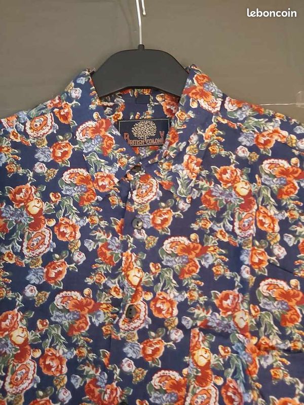 Chemise manche courte à motif floral de marque British Colony taille 39/40 (image 2)