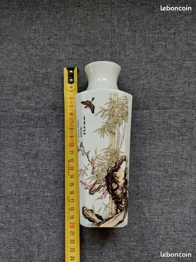 Superbe vase en porcelaine carré décor chinois tbe vintage 1980 (image 6)