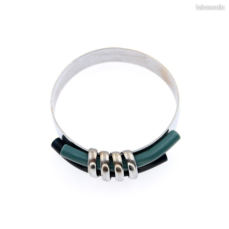 Bracelet Ancien Art Déco De La Marque Jakob Bengel - Métal Chromé Et Rouge