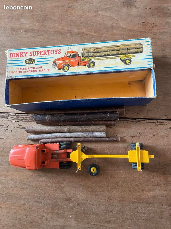 B31 1:43 DINKY Toys 36A 36 A Tractor Willeme Fardier Truck Log Trailer Exhibit EUR 67,46 - FR