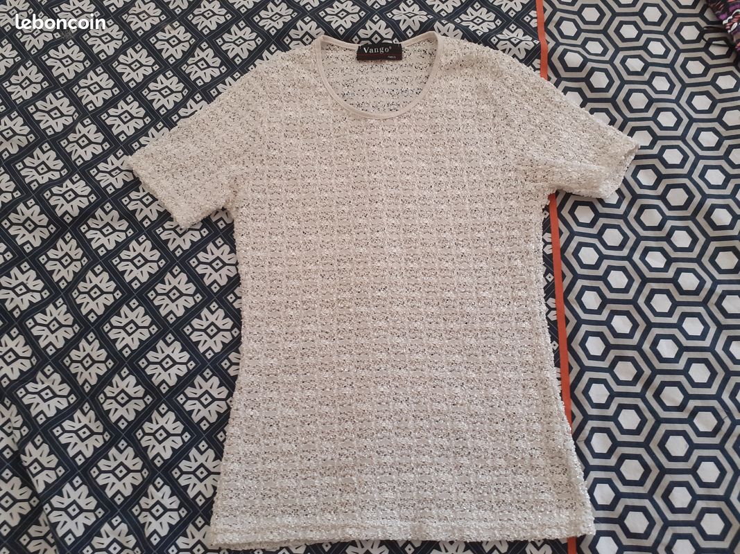 T-shirt maille bouclette transparence (image 1)