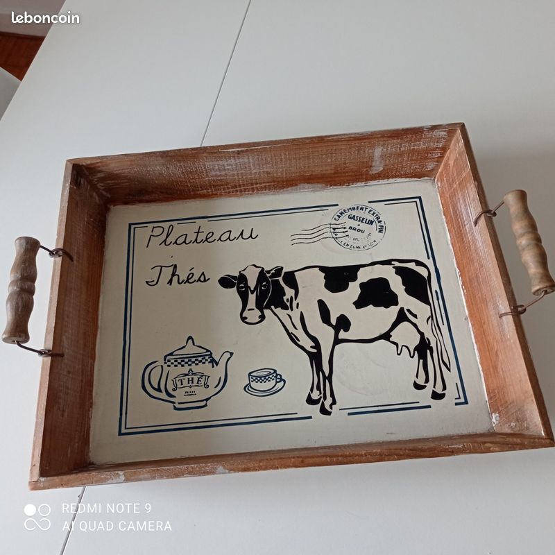 Plateau De Service Métal – Décor Vache – Rectangle 35,5x24,5 Cm (Occasion)