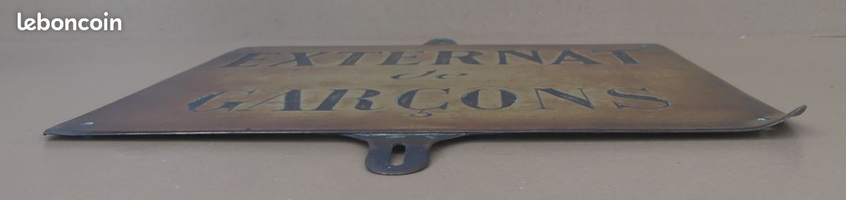 Ancienne plaque "Externat de garçons" laiton vintage déco école publique (image 9)