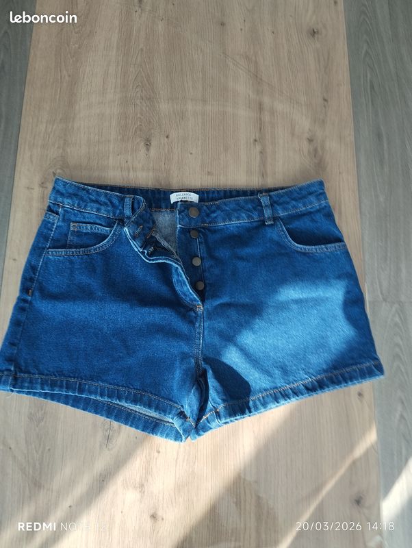 Short large jean coton ceinture à nouer denim double stone femme | La Halle