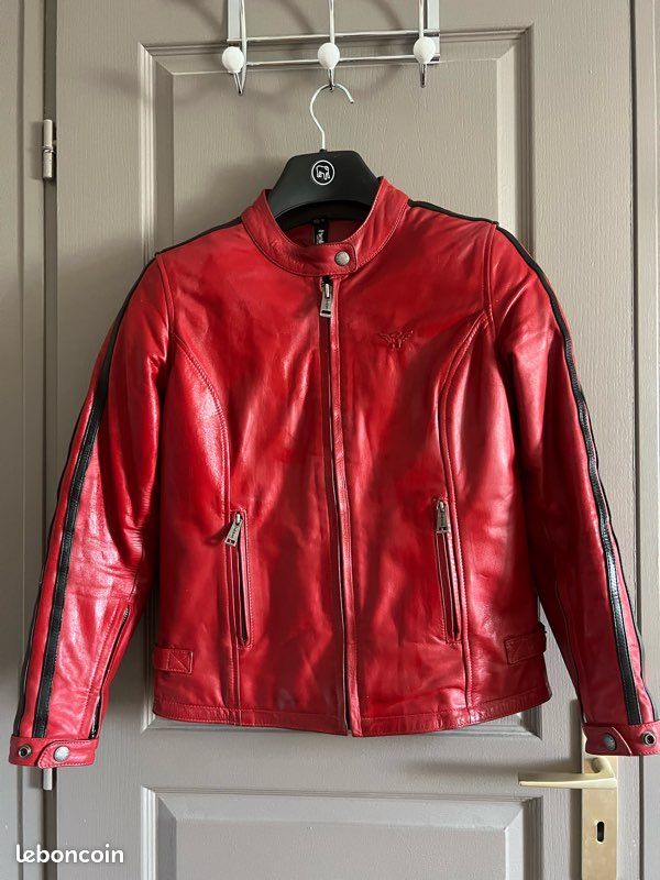 Helstons Veste Moto Femme Rouge Blouson Femme Queen Tissu
